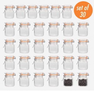 Encheng 4 oz clear glass Jars With Lids(golden),Small Spice Jars
