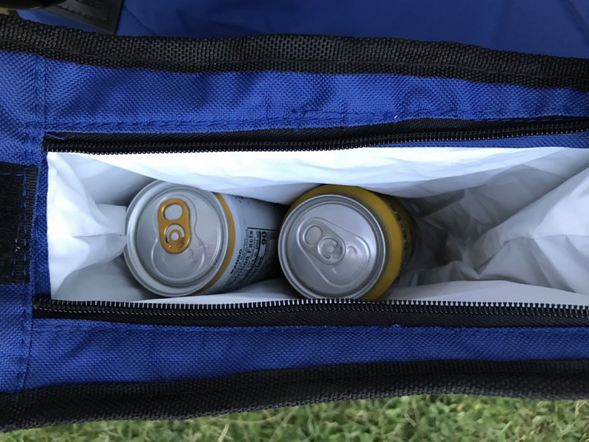 the coleman portable camping quad chair sports a nifty little cooler...