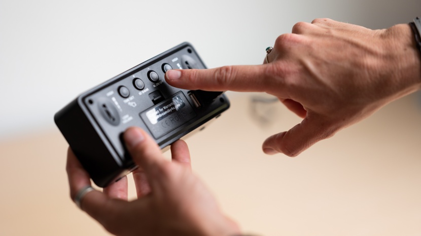 push-button operation makes setting the time, alarm, text...