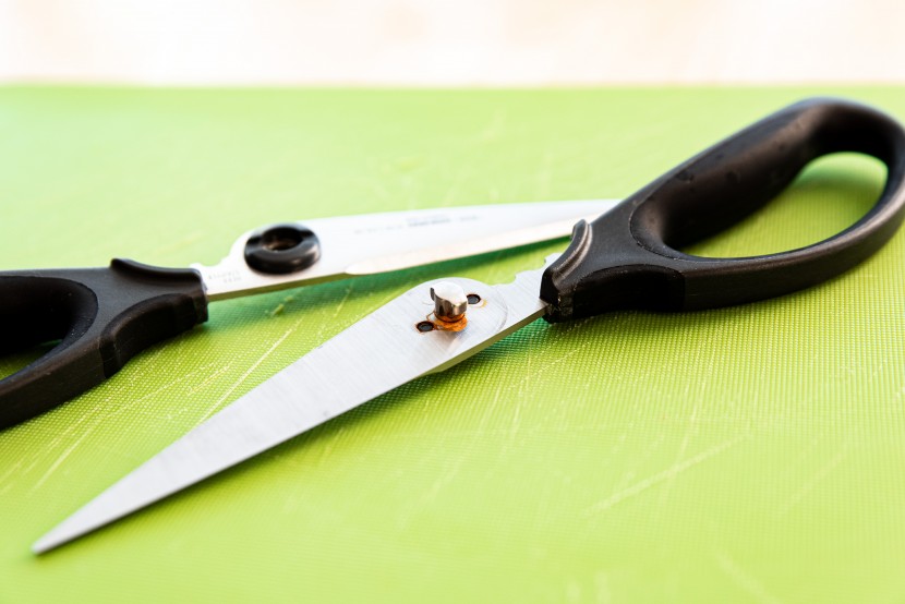 rust on the pin of the oxo good grips multi-purpose scissors.