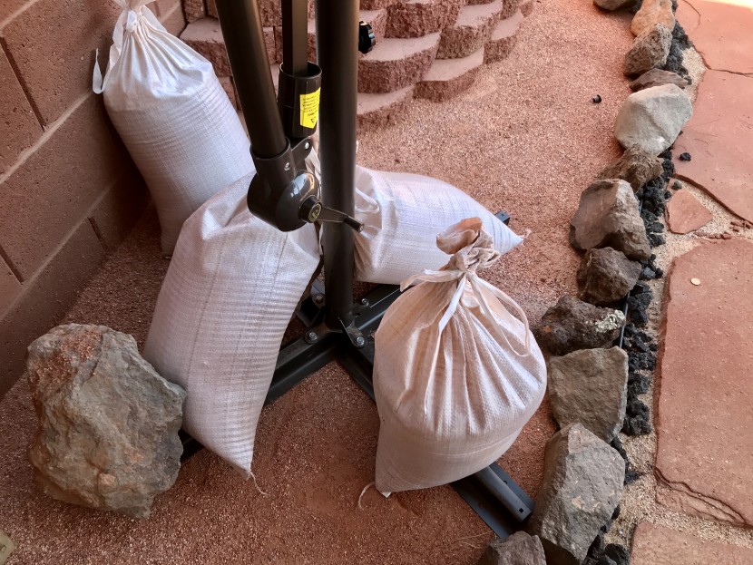 patio umbrella - while it doesn't look as slick, if you're on a tight budget, you can...