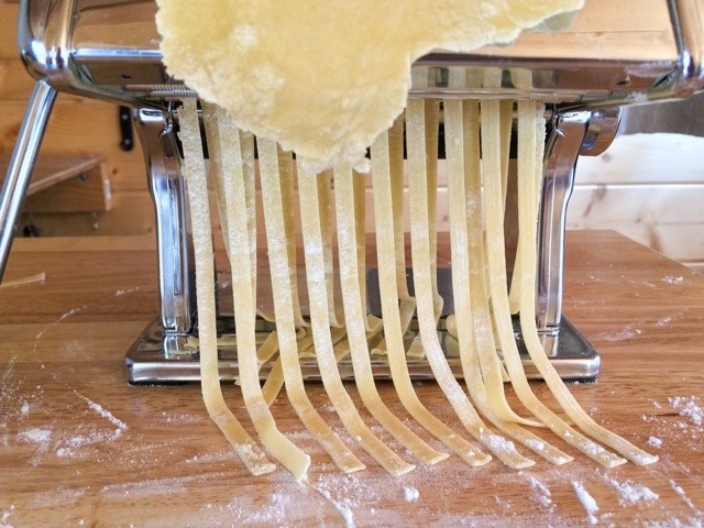 pasta maker - the atlas 150 cuts noodles to an even width without them sticking...