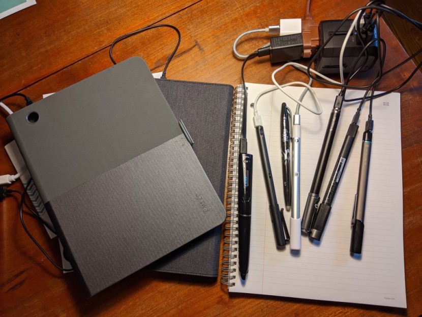 charging up the smart pens for a long day of testing.
