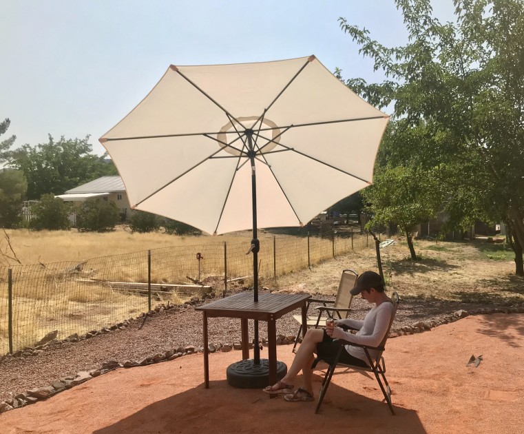 patio umbrella - the unihoos is a decent umbrella, but it is surprisingly bright...