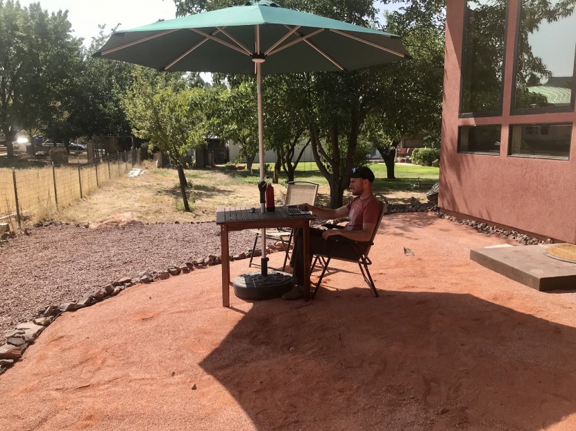 patio umbrella - darker shades typically perform better in part because they don't...