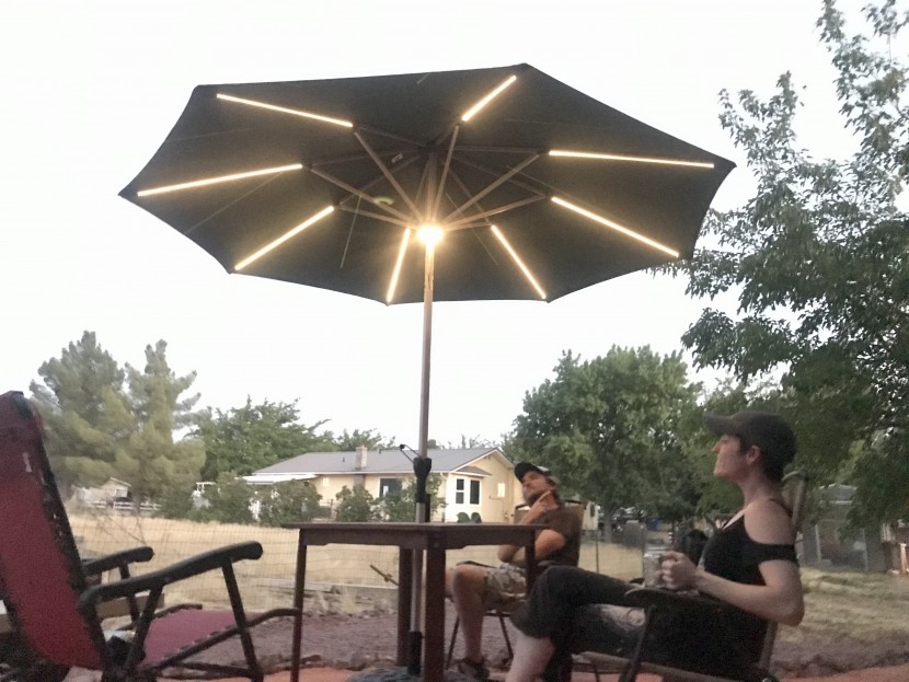 the purple leaf umbrella has a nice led setup for evening use, and...