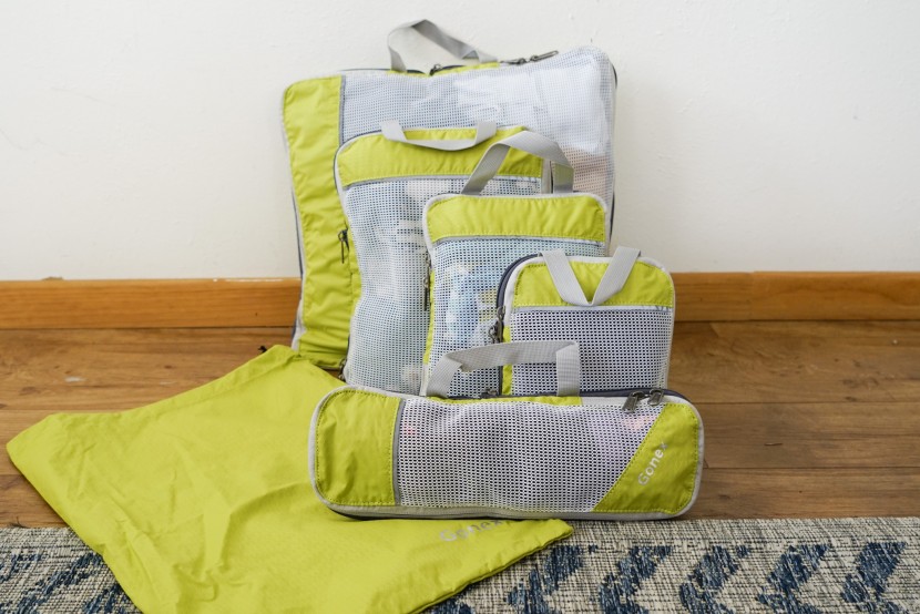 packing cubes - this set come with five cubes plus a laundry or shoe bag.