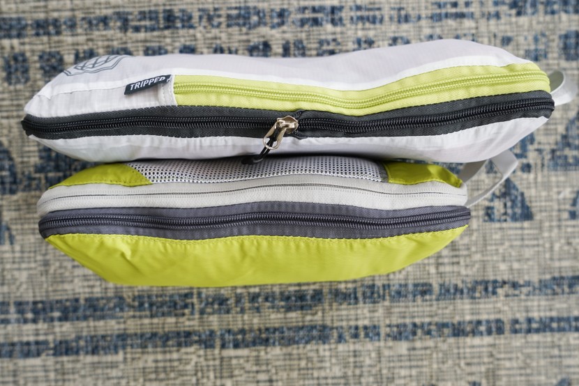 packing cubes - side-by-side comparison of the tripped (top) and gonex (bottom)...