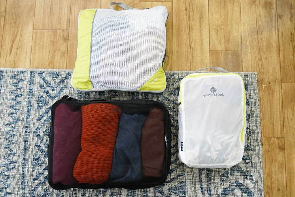 packing cubes - a size comparison of the gonex&#039;s largest cube &amp;#40;top&amp;#41;, the...