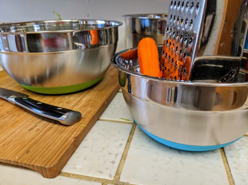 mixing bowl - grating carrots was a great stability test - it requires a lot of...