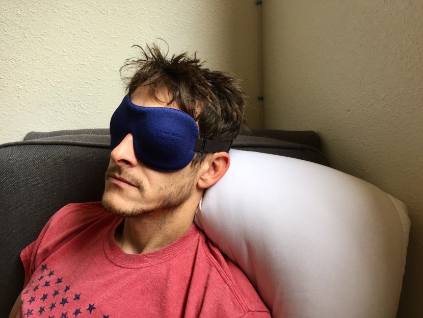 sleep mask - a low-profile foam mask that is comfortable and lightweight.