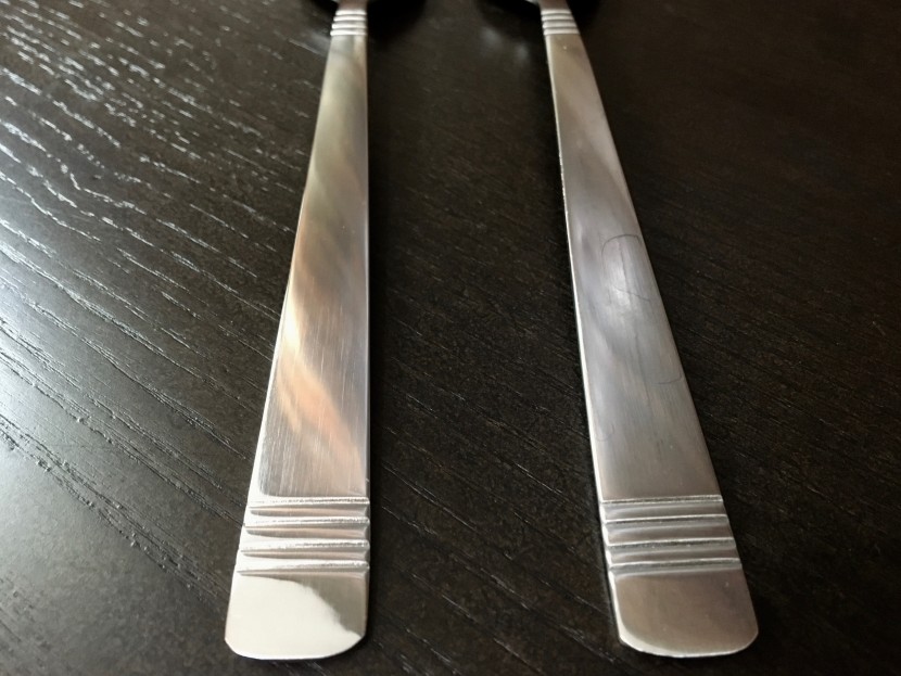 flatware set - on the right you can see the outline of a water spot, these...