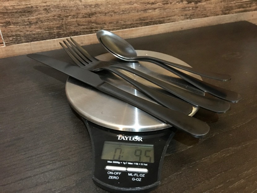 flatware set - each set was weighed to help us understand how weight affected a...