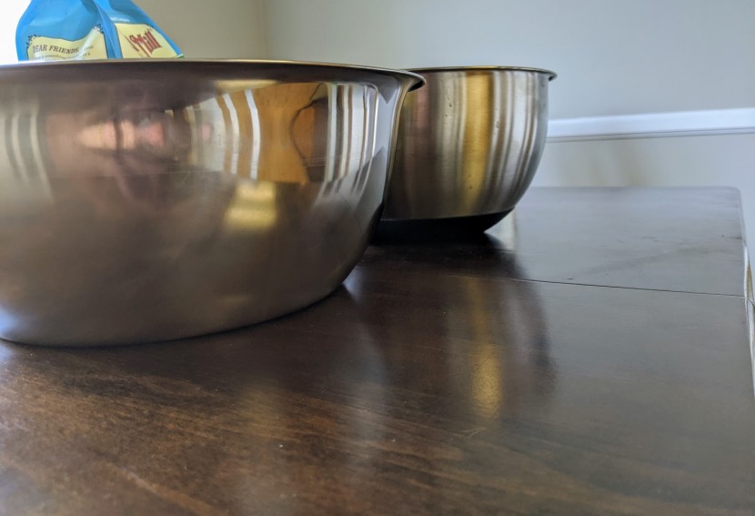 mixing bowl - the low-angle sagler on the left and the deeper wildone on the right.