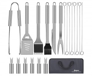 Home-Complete 16-Piece BBQ Grill Tool Set Stainless Steel