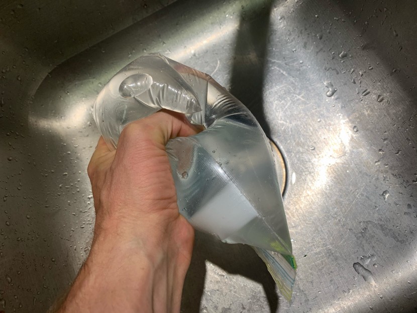 food storage bags - checking for leaks with the good ol&#039; squeeze test.