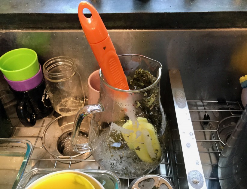 many of the glass pitchers came with their own brushes, which was...