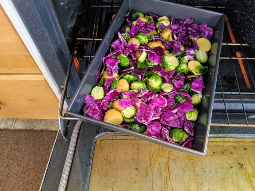 roasting pan - the chicago metallic is small and compact, which helped with an even...