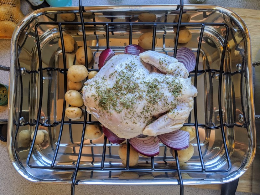 roasting pan - the analon has a substantial rack that can accommodate anything from...