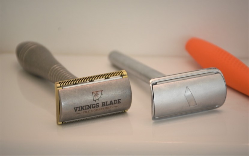 both the vikings blade model (left) and the bevel safety model...