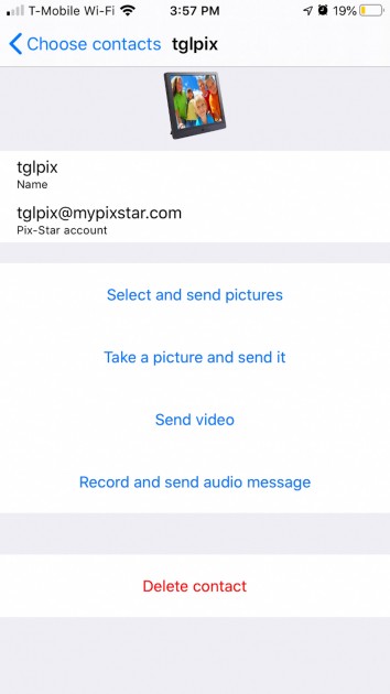 digital picture frame - homescreen of the pix star app.