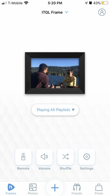 digital picture frame - the home screen of the nixplay app