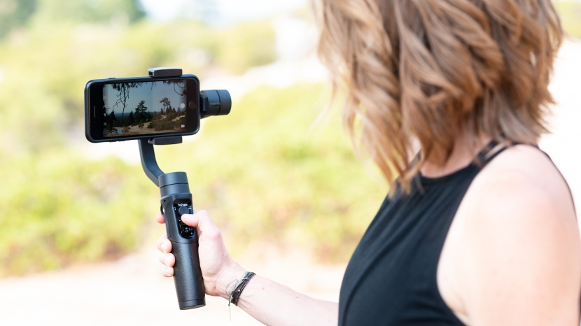 smartphone gimbal - this model is able to rotate 600 degrees on the panoramic axis.