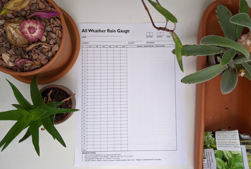 the status came with its own rain monitoring sheet.