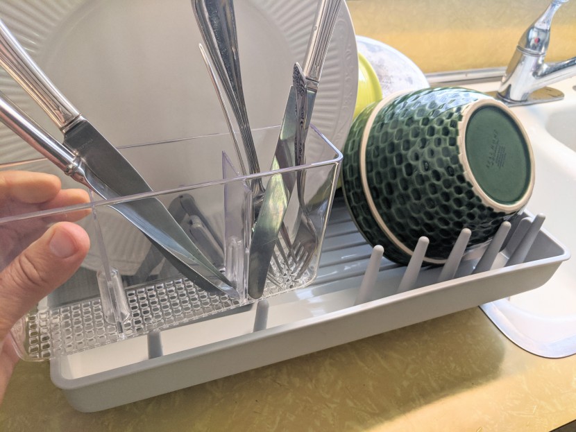 dish rack - the two removable silverware caddies of the oxo are efficient and...