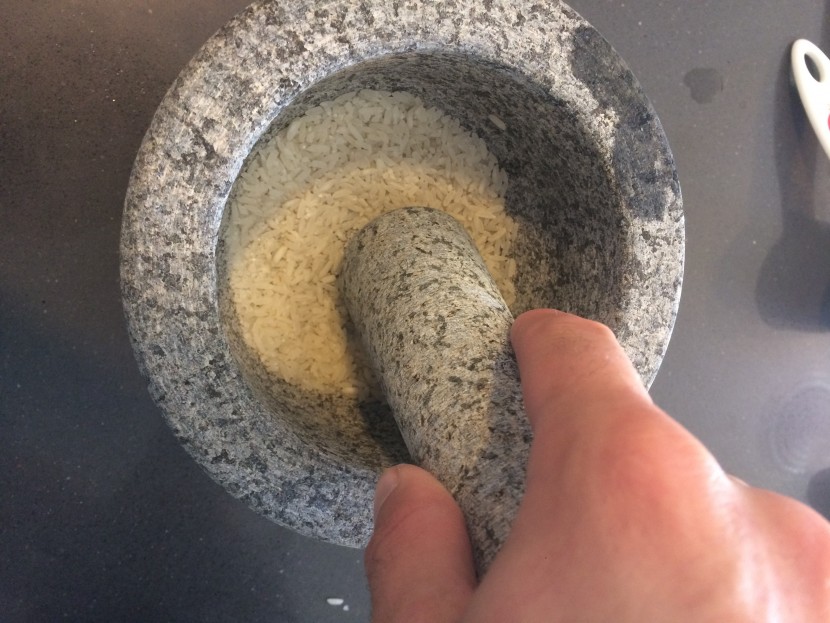 mortar and pestle - uncooked rice is very hard to crush, making it a great test of...
