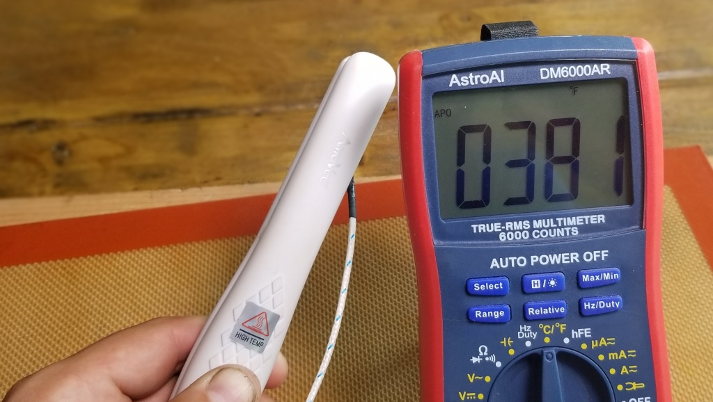 hair straightening iron - the amovee mini flat iron came up quite a bit under temperature.