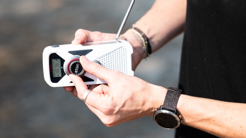 weather radio - although the eton hand turbine is a digital model, it uses a dial...