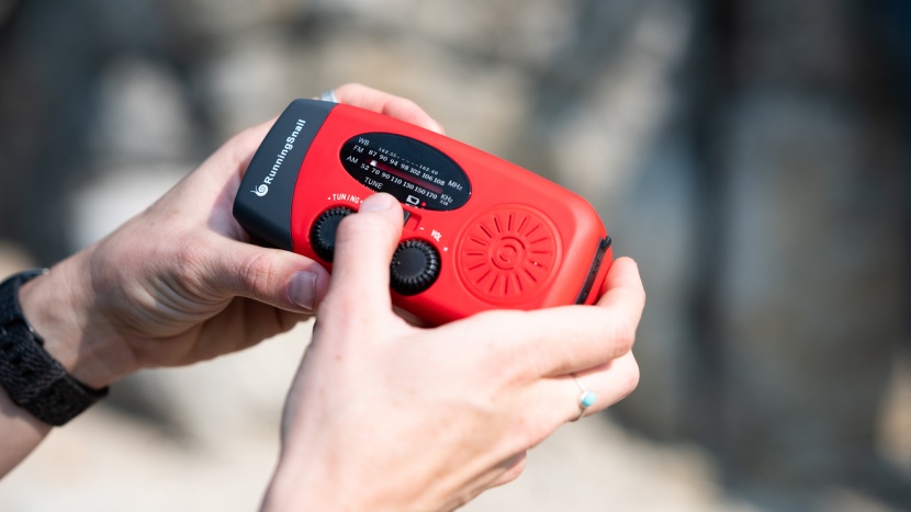 weather radio - operating the runningsnail emergency hand crank is as easy as it gets.