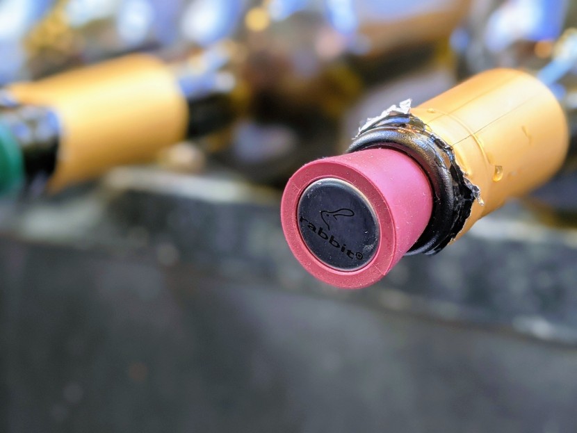 wine stopper - testing stoppers over the sink we kept a close eye on any leaks, the...