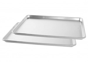 Alpine Cuisine Three Quarter Professional Aluminum Cookie Sheet 16-inch - Rimmed Baking Sheets for Oven - Durable, Oven-Safe, Easy to Clean, Commercia