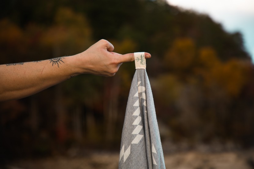 turkish towels - the tag is placed strategically in the middle of the towel...