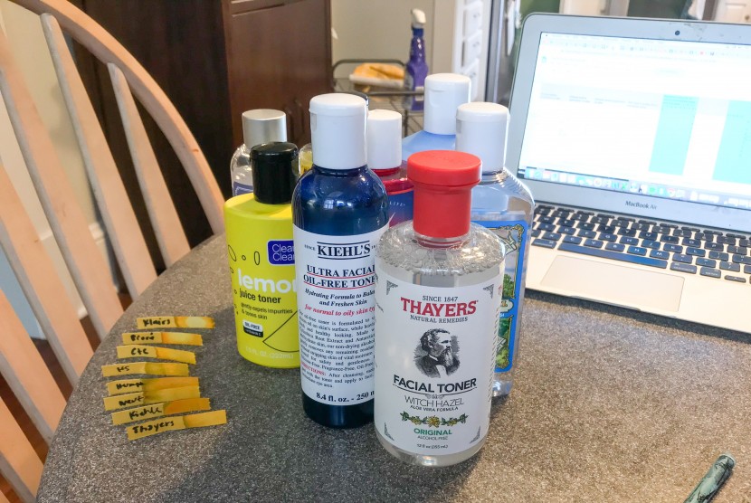 after we tested them all, each product got its ph level taken.