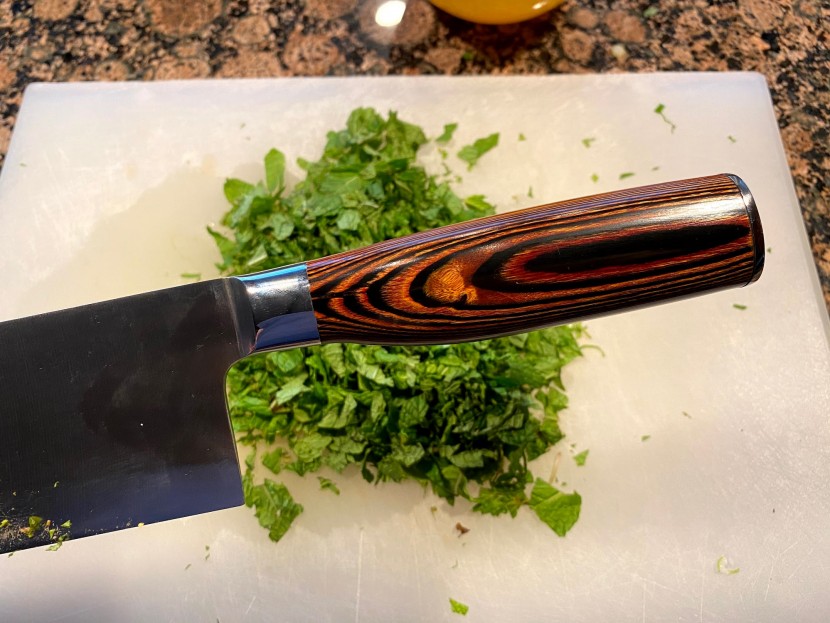 nakiri knife - finished pakkawood composite handles are common on nakiri and make...