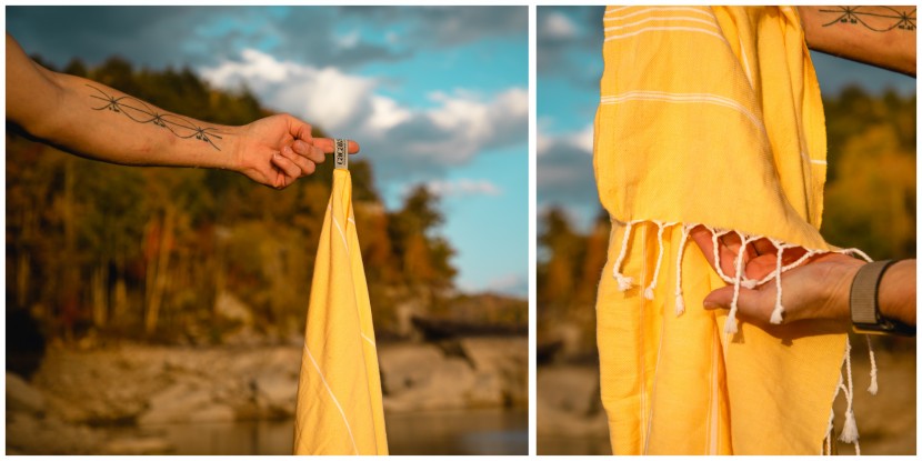 turkish towels - tightly twisted tassels for aesthetics and an intuitively placed tag...