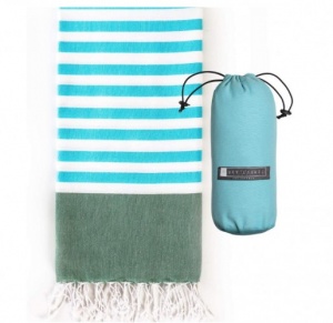 Bay Laurel Turkish Towel 39" x 71" with Eco Friendly Beach  Shrinkage Travel Bag