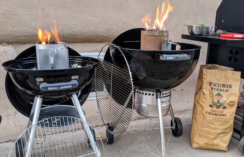 charcoal grill - both the weber original kettle and beau jardin grills offer lid...