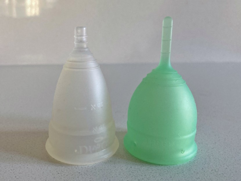 menstrual cup - with very different cup lengths and shapes, the diva (left) is more...