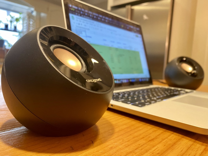 computer speaker - the creative pebble 2.0 is simple, inexpensive, and sounds quite good.