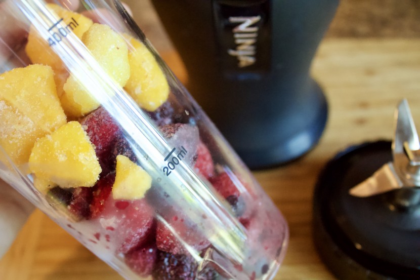 bullet blender - a good blender can puree frozen fruit without seizing up.