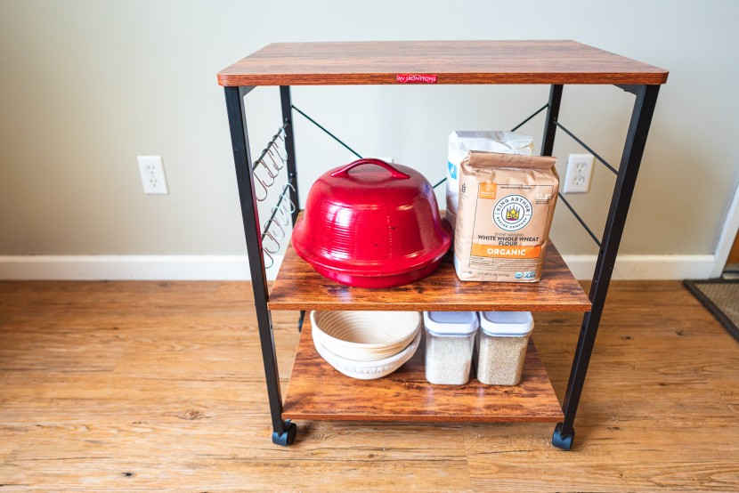 bakers rack - a simple, low-profile roller unit.