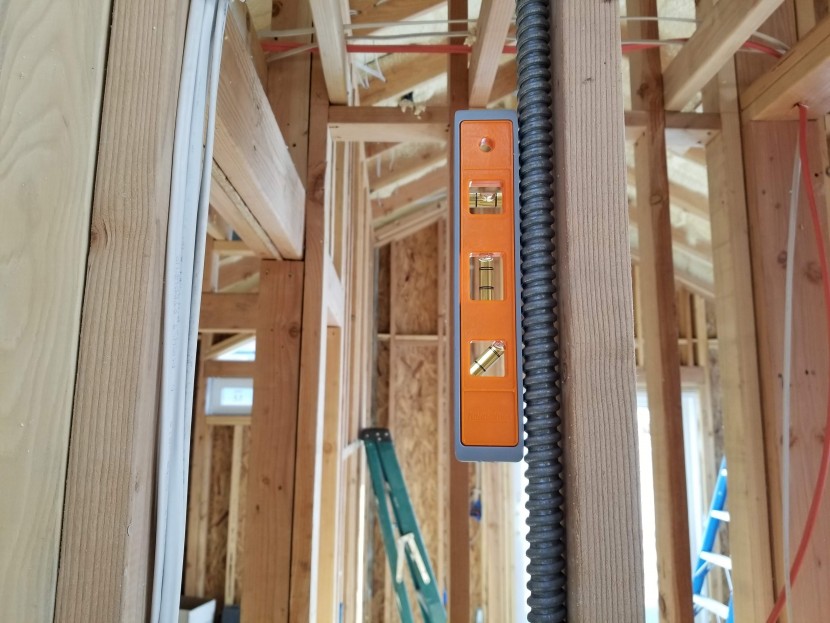 torpedo level - the darker tinted bubbles can make it difficult to read in low light.