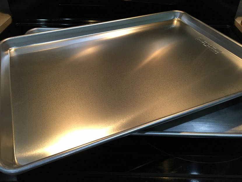 these half-sheet pans are big, measuring 16.25" x 11.25". we...
