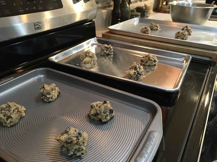 baking sheet - cookies and pans waiting their turn in the oven