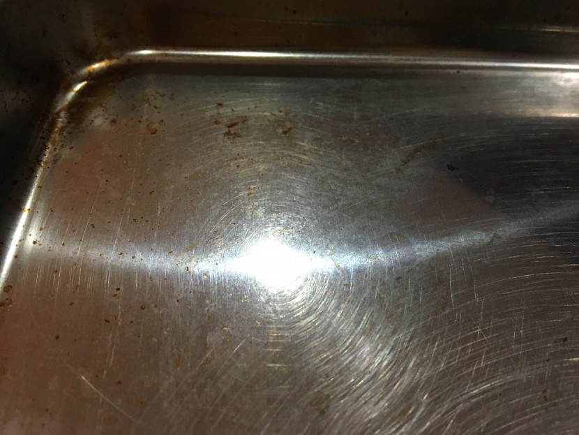 baking sheet - we could not scrub off all the cooking oil that had burned onto the...