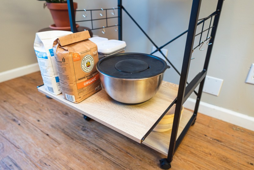 bakers rack - the slider shelf could be a great accessory in the right use.